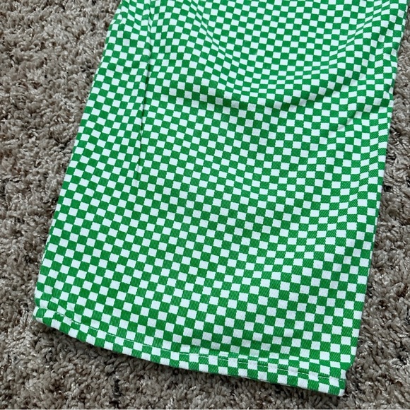 Shekou Green Checkered Straight Leg High Rise Jeans Womens Size Large NWT Preppy - Picture 13 of 16